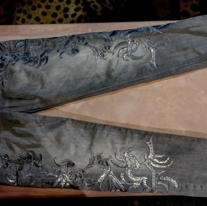 Just cavalli embroidered jeans.